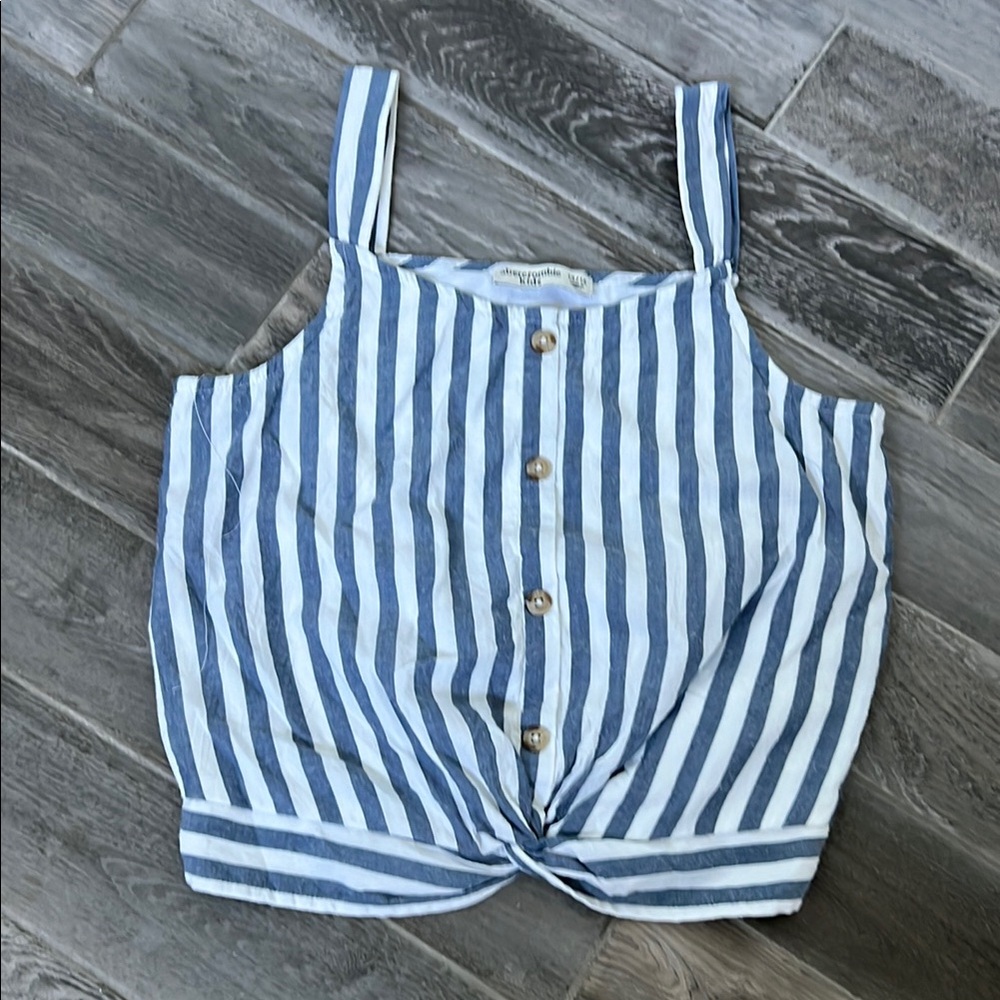 New! Abercrombie Kids Sz 13/14 Blue and White Striped Sleeveless Top
